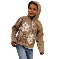 Tonga Ngatu Kupesi Brown Tapa Kid Hoodie Koe Otua Mo Tonga Ko Hoku Tofia LT7 - Polynesian Pride