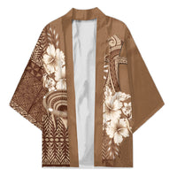Tonga Ngatu Kupesi Brown Tapa Kimono Koe Otua Mo Tonga Ko Hoku Tofia LT7 Unisex Mocha - Polynesian Pride