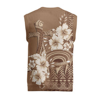 Tonga Ngatu Kupesi Brown Tapa Christmas Knitted V-Neck Vest Koe Otua Mo Tonga Ko Hoku Tofia LT7 - Polynesian Pride