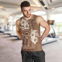Tonga Ngatu Kupesi Brown Tapa Men Tank Top Koe Otua Mo Tonga Ko Hoku Tofia LT7 Mocha - Polynesian Pride