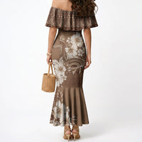 Tonga Ngatu Kupesi Brown Tapa Mermaid Dress Koe Otua Mo Tonga Ko Hoku Tofia LT7 - Polynesian Pride
