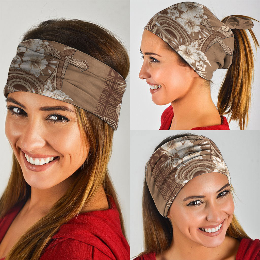 Tonga Ngatu Kupesi Brown Tapa Neck Gaiter Koe Otua Mo Tonga Ko Hoku Tofia LT7 - Polynesian Pride