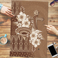 Tonga Ngatu Kupesi Brown Tapa Puzzle Koe Otua Mo Tonga Ko Hoku Tofia LT7 Mocha - Polynesian Pride