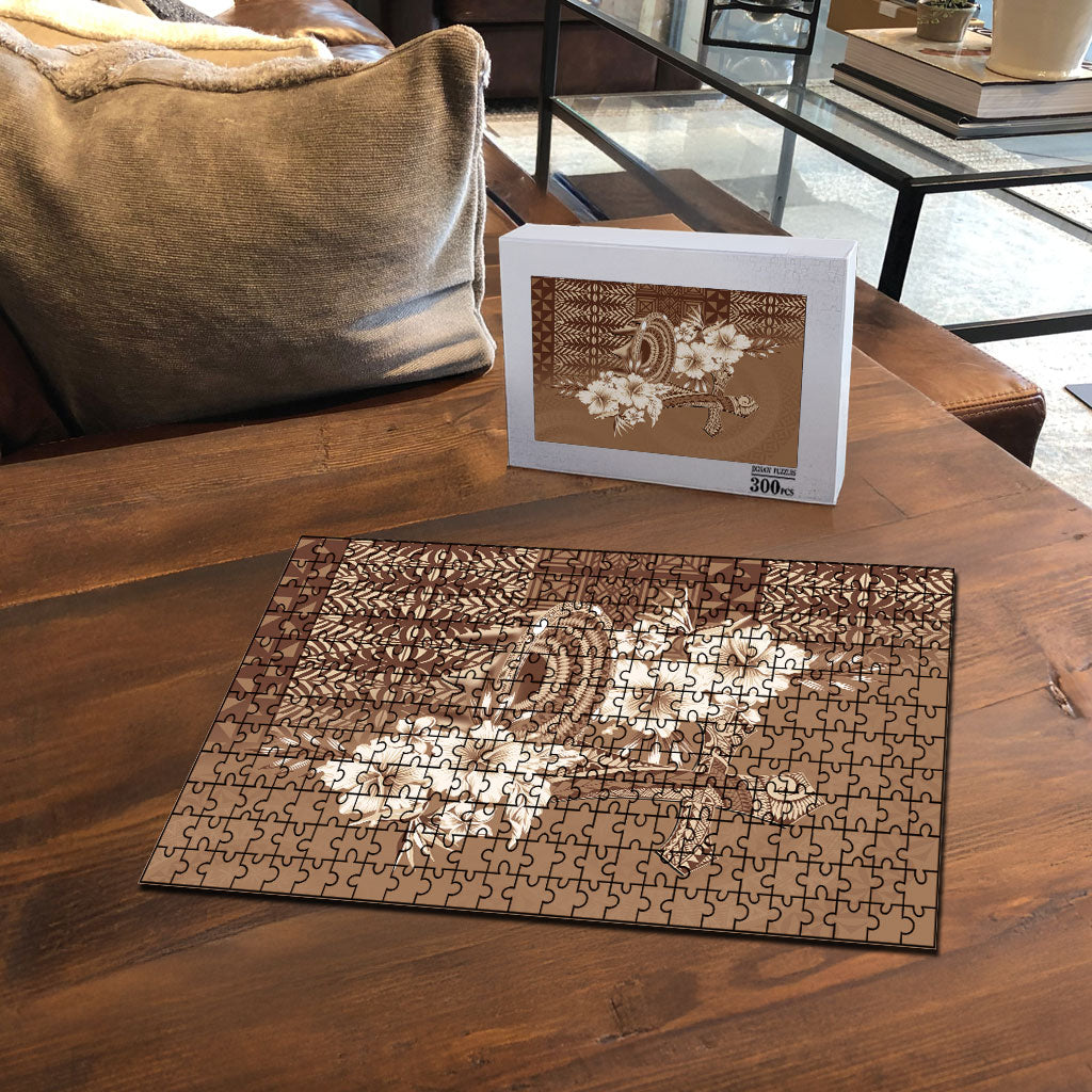 Tonga Ngatu Kupesi Brown Tapa Puzzle Koe Otua Mo Tonga Ko Hoku Tofia LT7 - Polynesian Pride