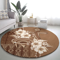 Tonga Ngatu Kupesi Brown Tapa Round Carpet Koe Otua Mo Tonga Ko Hoku Tofia LT7 - Polynesian Pride