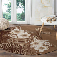 Tonga Ngatu Kupesi Brown Tapa Round Carpet Koe Otua Mo Tonga Ko Hoku Tofia LT7 - Polynesian Pride