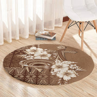 Tonga Ngatu Kupesi Brown Tapa Round Carpet Koe Otua Mo Tonga Ko Hoku Tofia LT7 - Polynesian Pride