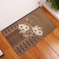 Tonga Ngatu Kupesi Brown Tapa Rubber Doormat Koe Otua Mo Tonga Ko Hoku Tofia LT7 - Polynesian Pride