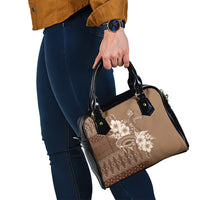 Tonga Ngatu Kupesi Brown Tapa Shoulder Handbag Koe Otua Mo Tonga Ko Hoku Tofia LT7 - Polynesian Pride