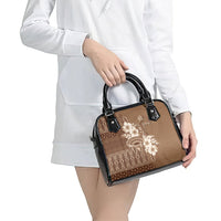 Tonga Ngatu Kupesi Brown Tapa Shoulder Handbag Koe Otua Mo Tonga Ko Hoku Tofia LT7 - Polynesian Pride