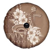 Tonga Ngatu Kupesi Brown Tapa Spare Tire Cover Koe Otua Mo Tonga Ko Hoku Tofia LT7 - Polynesian Pride