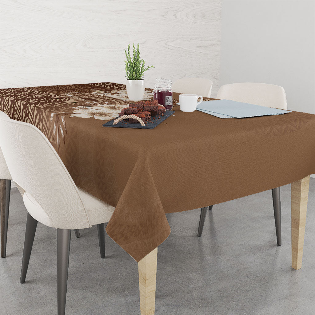 Tonga Ngatu Kupesi Brown Tapa Tablecloth Koe Otua Mo Tonga Ko Hoku Tofia