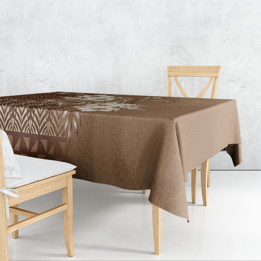 Tonga Ngatu Kupesi Brown Tapa Tablecloth Koe Otua Mo Tonga Ko Hoku Tofia