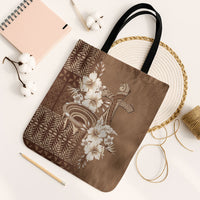 Tonga Ngatu Kupesi Brown Tapa Tote Bag Koe Otua Mo Tonga Ko Hoku Tofia LT7 Black Strap One Size Mocha - Polynesian Pride