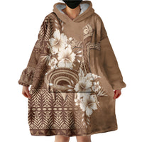 Tonga Ngatu Kupesi Brown Tapa Wearable Blanket Hoodie Koe Otua Mo Tonga Ko Hoku Tofia LT7 - Polynesian Pride