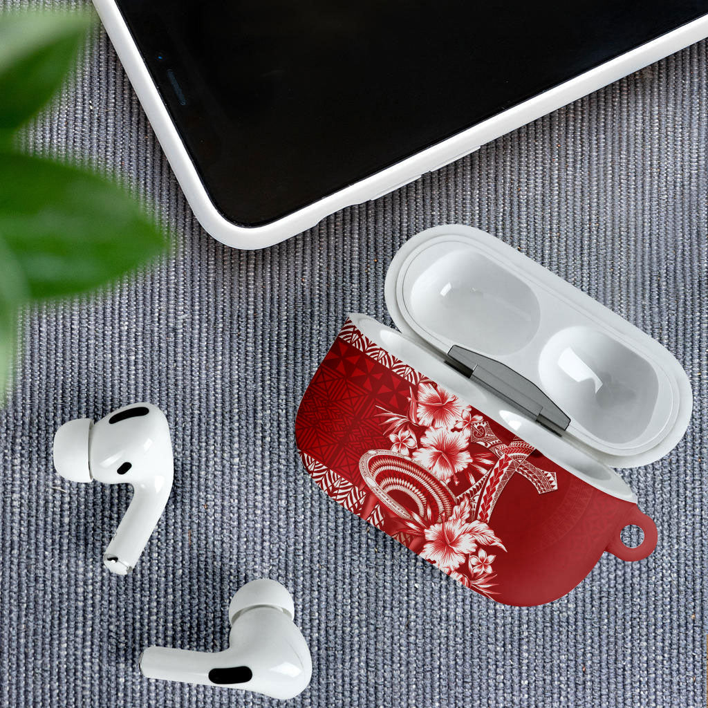 Tonga Ngatu Kupesi Royal Red AirPods Case Koe Otua Mo Tonga Ko Hoku Tofia LT7 - Polynesian Pride