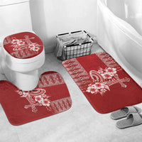 Tonga Ngatu Kupesi Royal Red Bathroom Set Koe Otua Mo Tonga Ko Hoku Tofia LT7 Mat Set Only (3 pcs) One Size Red - Polynesian Pride