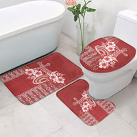 Tonga Ngatu Kupesi Royal Red Bathroom Set Koe Otua Mo Tonga Ko Hoku Tofia LT7 - Polynesian Pride