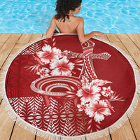 Tonga Ngatu Kupesi Royal Red Beach Blanket Koe Otua Mo Tonga Ko Hoku Tofia LT7 - Polynesian Pride