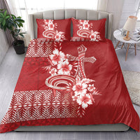 Tonga Ngatu Kupesi Royal Red Bedding Set Koe Otua Mo Tonga Ko Hoku Tofia LT7 - Polynesian Pride