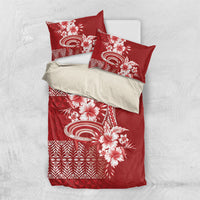 Tonga Ngatu Kupesi Royal Red Bedding Set Koe Otua Mo Tonga Ko Hoku Tofia LT7 US Twin 172cm x 218cm Red - Polynesian Pride