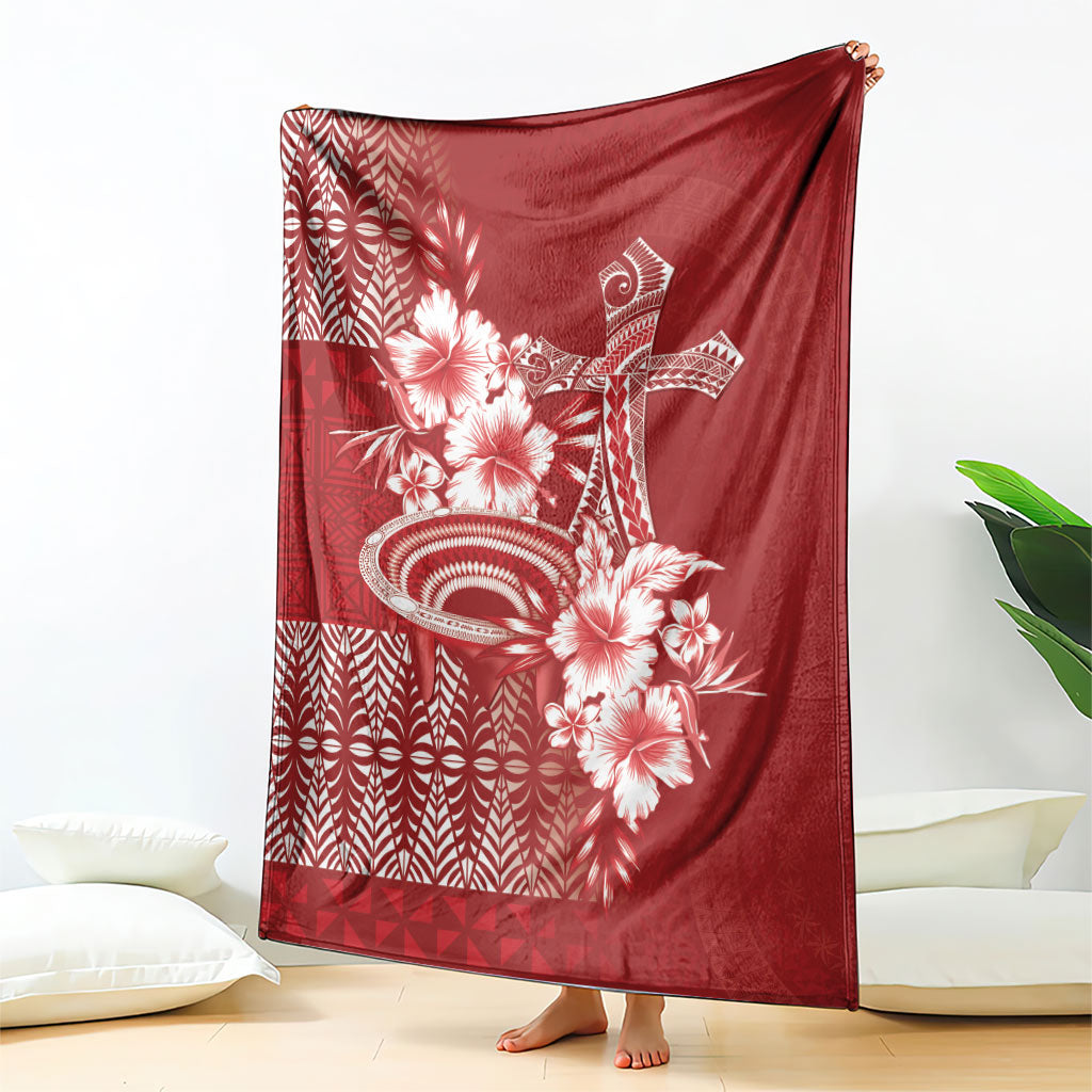 Tonga Ngatu Kupesi Royal Red Blanket Koe Otua Mo Tonga Ko Hoku Tofia LT7 - Polynesian Pride