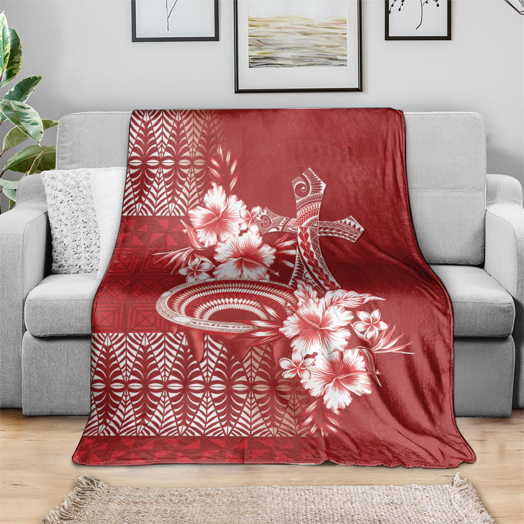 Tonga Ngatu Kupesi Royal Red Blanket Koe Otua Mo Tonga Ko Hoku Tofia LT7 - Polynesian Pride