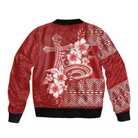 Tonga Ngatu Kupesi Royal Red Bomber Jacket Koe Otua Mo Tonga Ko Hoku Tofia LT7 - Polynesian Pride