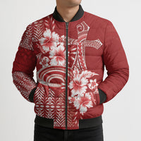 Tonga Ngatu Kupesi Royal Red Bomber Puffer Jacket Koe Otua Mo Tonga Ko Hoku Tofia LT7 - Polynesian Pride