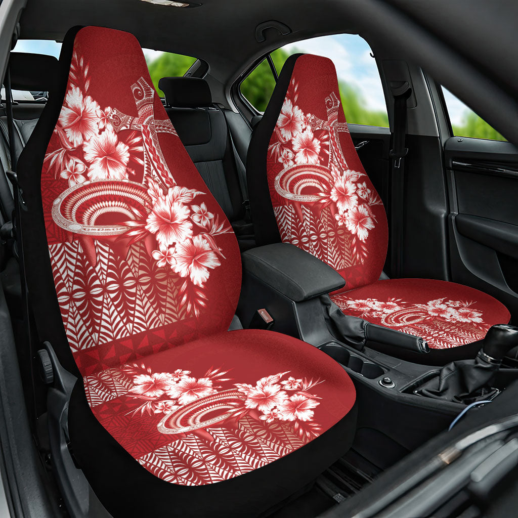 Tonga Ngatu Kupesi Royal Red Car Seat Cover Koe Otua Mo Tonga Ko Hoku Tofia LT7 One Size Red - Polynesian Pride