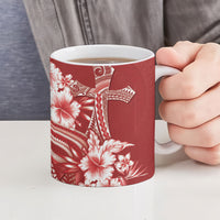 Tonga Ngatu Kupesi Royal Red Ceramic Mug Koe Otua Mo Tonga Ko Hoku Tofia LT7 - Polynesian Pride