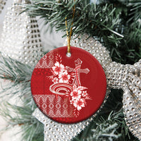 Tonga Ngatu Kupesi Royal Red Ceramic Ornament Koe Otua Mo Tonga Ko Hoku Tofia LT7 - Polynesian Pride