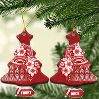 Tonga Ngatu Kupesi Royal Red Ceramic Ornament Koe Otua Mo Tonga Ko Hoku Tofia LT7 Christmas Tree Red - Polynesian Pride