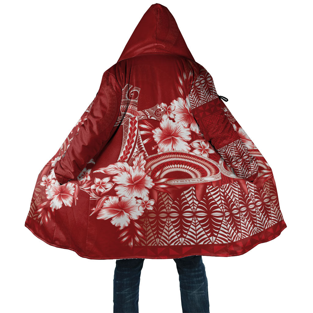 Tonga Ngatu Kupesi Royal Red Cloak Koe Otua Mo Tonga Ko Hoku Tofia LT7 Unisex Red - Polynesian Pride