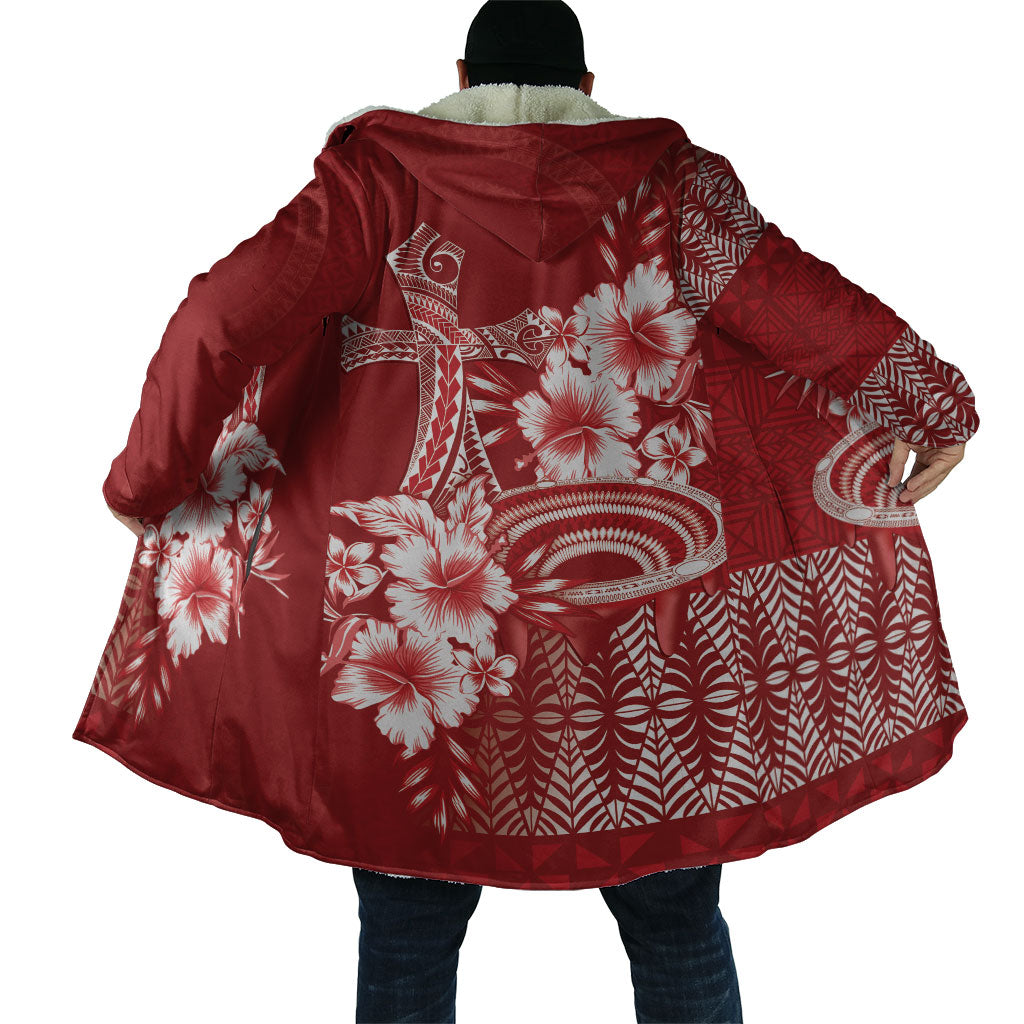 Tonga Ngatu Kupesi Royal Red Cloak Koe Otua Mo Tonga Ko Hoku Tofia LT7 - Polynesian Pride