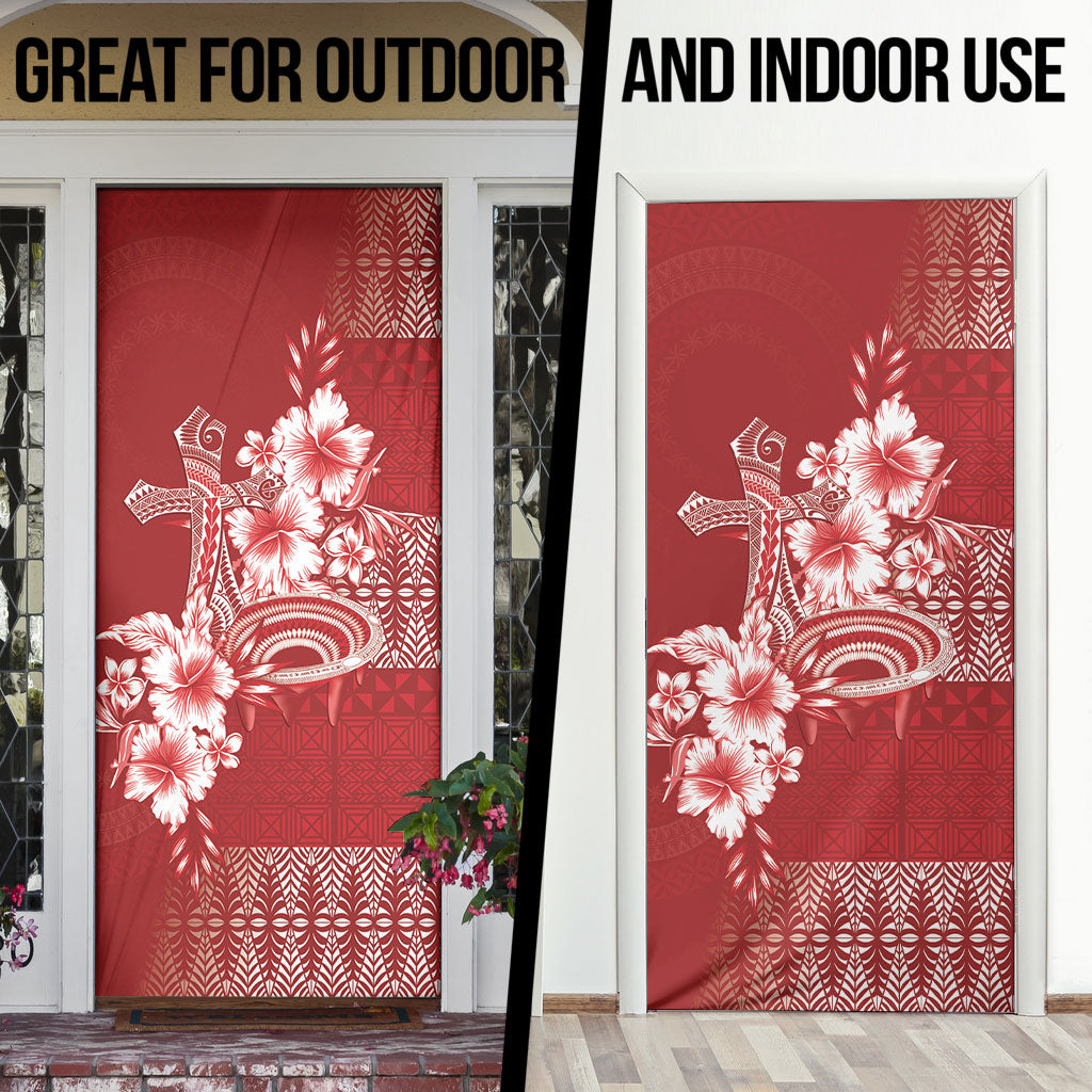 Tonga Ngatu Kupesi Royal Red Door Cover Koe Otua Mo Tonga Ko Hoku Tofia