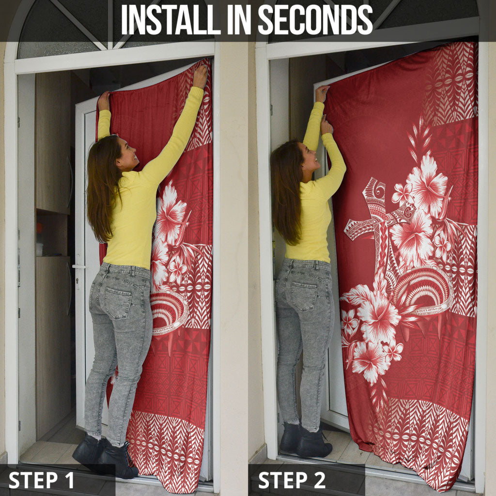 Tonga Ngatu Kupesi Royal Red Door Cover Koe Otua Mo Tonga Ko Hoku Tofia