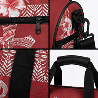 Tonga Ngatu Kupesi Royal Red Duffle Bag Koe Otua Mo Tonga Ko Hoku Tofia LT7 - Polynesian Pride