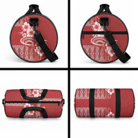 Tonga Ngatu Kupesi Royal Red Duffle Bag Koe Otua Mo Tonga Ko Hoku Tofia LT7 - Polynesian Pride