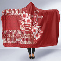 Tonga Ngatu Kupesi Royal Red Hooded Blanket Koe Otua Mo Tonga Ko Hoku Tofia LT7 One Size Red - Polynesian Pride