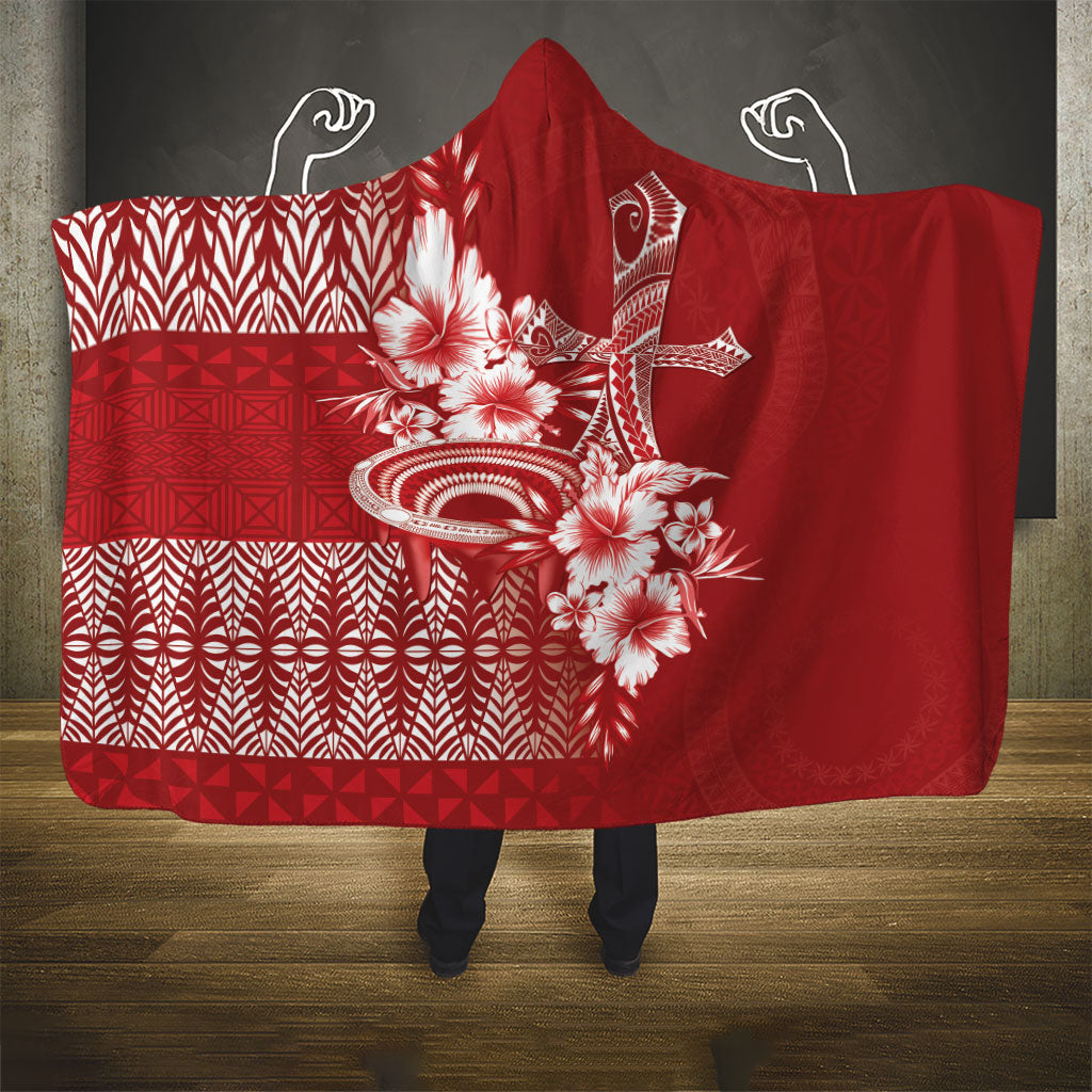 Tonga Ngatu Kupesi Royal Red Hooded Blanket Koe Otua Mo Tonga Ko Hoku Tofia LT7 - Polynesian Pride