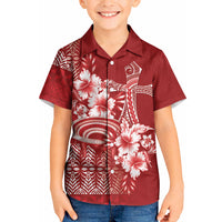 Tonga Ngatu Kupesi Royal Red Kid Hawaiian Shirt Koe Otua Mo Tonga Ko Hoku Tofia LT7 Kid Red - Polynesian Pride