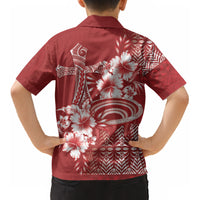 Tonga Ngatu Kupesi Royal Red Kid Hawaiian Shirt Koe Otua Mo Tonga Ko Hoku Tofia LT7 - Polynesian Pride