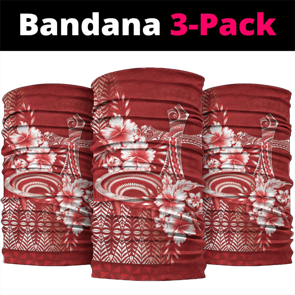 Tonga Ngatu Kupesi Royal Red Neck Gaiter Koe Otua Mo Tonga Ko Hoku Tofia LT7 package One Size: 25*50cm Red - Polynesian Pride