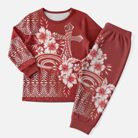 Tonga Ngatu Kupesi Royal Red Christmas Pajama Set Koe Otua Mo Tonga Ko Hoku Tofia LT7 Men Red - Polynesian Pride