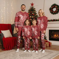Tonga Ngatu Kupesi Royal Red Christmas Pajama Set Koe Otua Mo Tonga Ko Hoku Tofia LT7 - Polynesian Pride