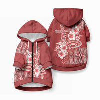 Tonga Ngatu Kupesi Royal Red Pet Hoodie Koe Otua Mo Tonga Ko Hoku Tofia LT7 Zip-up Red - Polynesian Pride