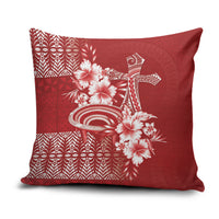 Tonga Ngatu Kupesi Royal Red Pillow Cover Koe Otua Mo Tonga Ko Hoku Tofia LT7 Red - Polynesian Pride