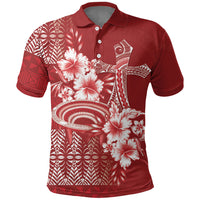 Tonga Ngatu Kupesi Royal Red Polo Shirt Koe Otua Mo Tonga Ko Hoku Tofia