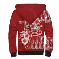 Tonga Ngatu Kupesi Royal Red Sherpa Hoodie Koe Otua Mo Tonga Ko Hoku Tofia LT7 - Polynesian Pride